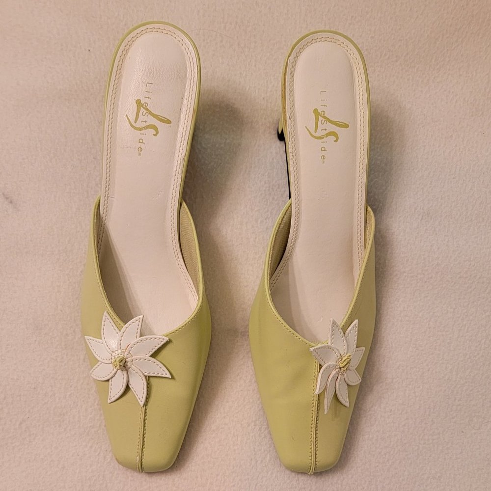 #34 - New with box Life Stride Special Margarita green & White embellished heels